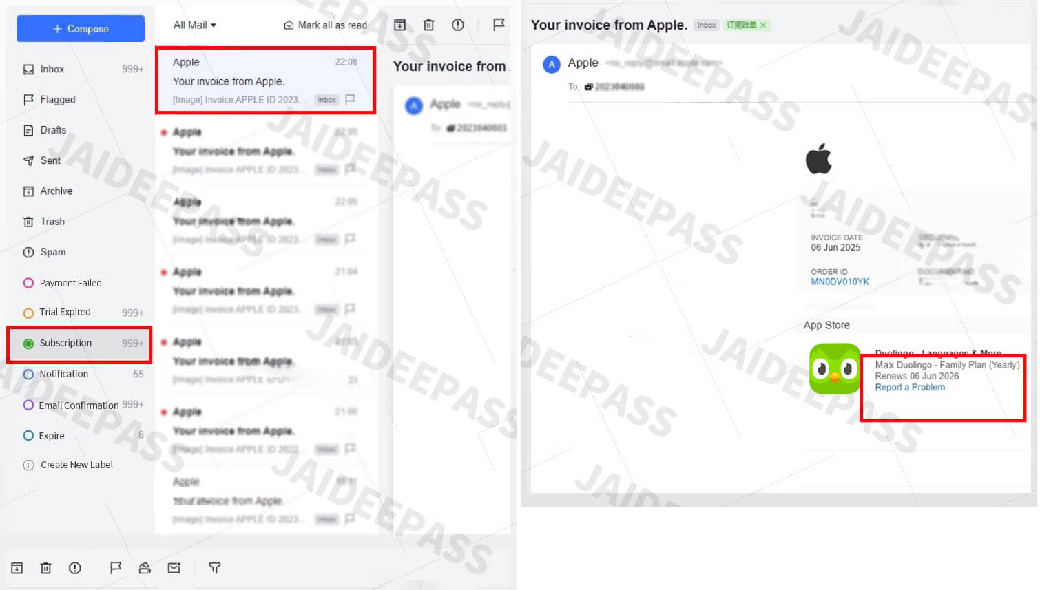 Official Apple Subscription Confirmation for Duolingo Family Plan